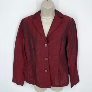 Laundry By Shelli Segal VINTAGE Blazer Top Womens Sz 8 Sheen Red 3 Button